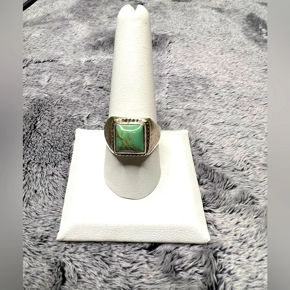 Bezel set Square Turquoise Men’s Ring Size 10